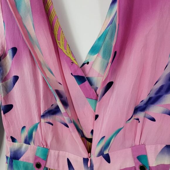 YUMI KIM women's XS pink abstract silk romper - Picture 4 of 7